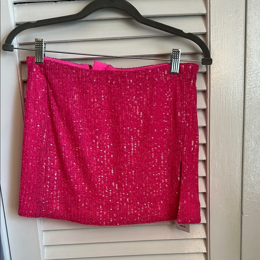 Katie J NYC Pink Sequin Mini Pencil Skirt